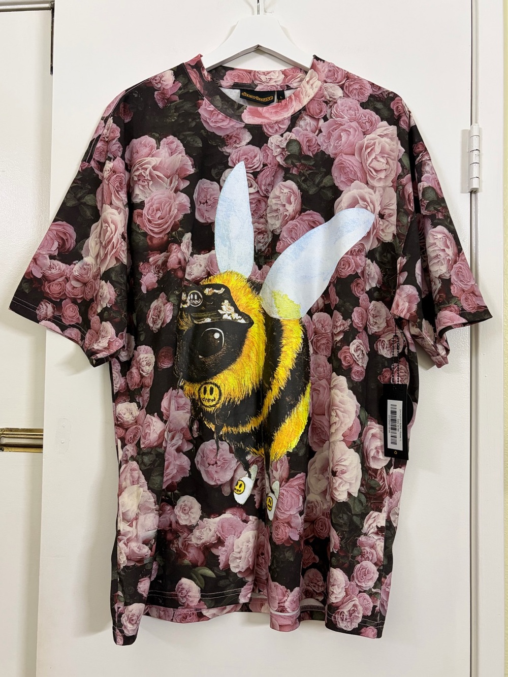 NWT Drew House Bizzy Bee Roses Floral All Over Print Graphic Tee L Streetwear